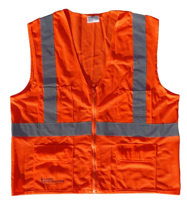 Orange Reflective Aviation Safety Vest, Mesh – AERO Specialties